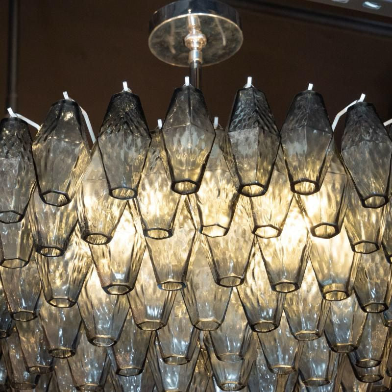 Mid-century Modern Crystal Chandelier – Luxury Smoked Glass Pendant Light for Dining or living room