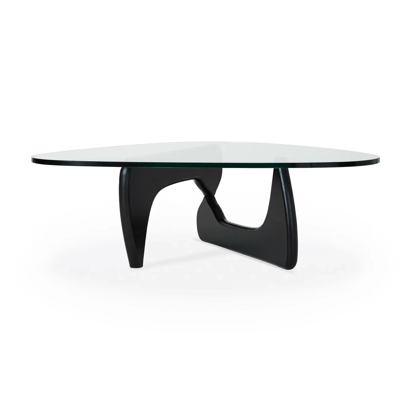 Mid-century Modern Glass Coffee Table with Solid Wood Base – Minimalist Design for Living Rooms