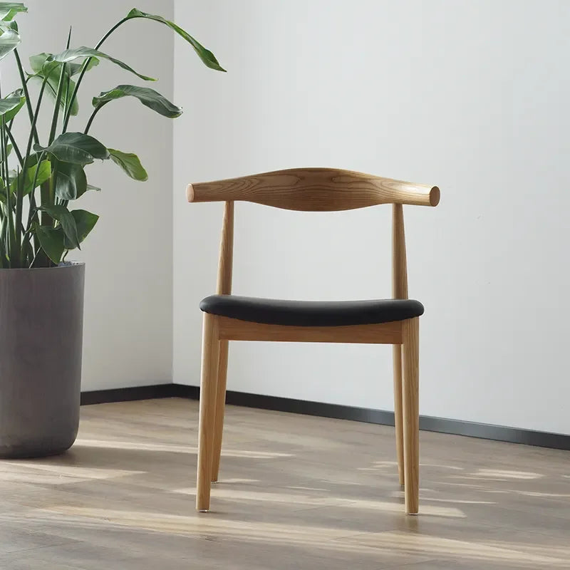 Mid-century Modern Wooden Dining Chair with Leather Seat | Luxury Interiors