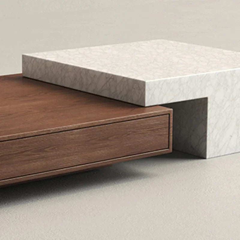 Japandi Coffee Table | Modern Minimalist Wood and Marble