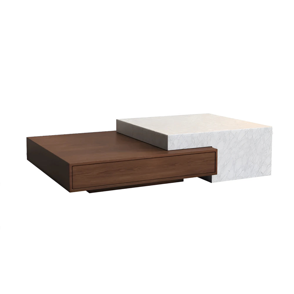 Japandi Coffee Table | Modern Minimalist Wood and Marble
