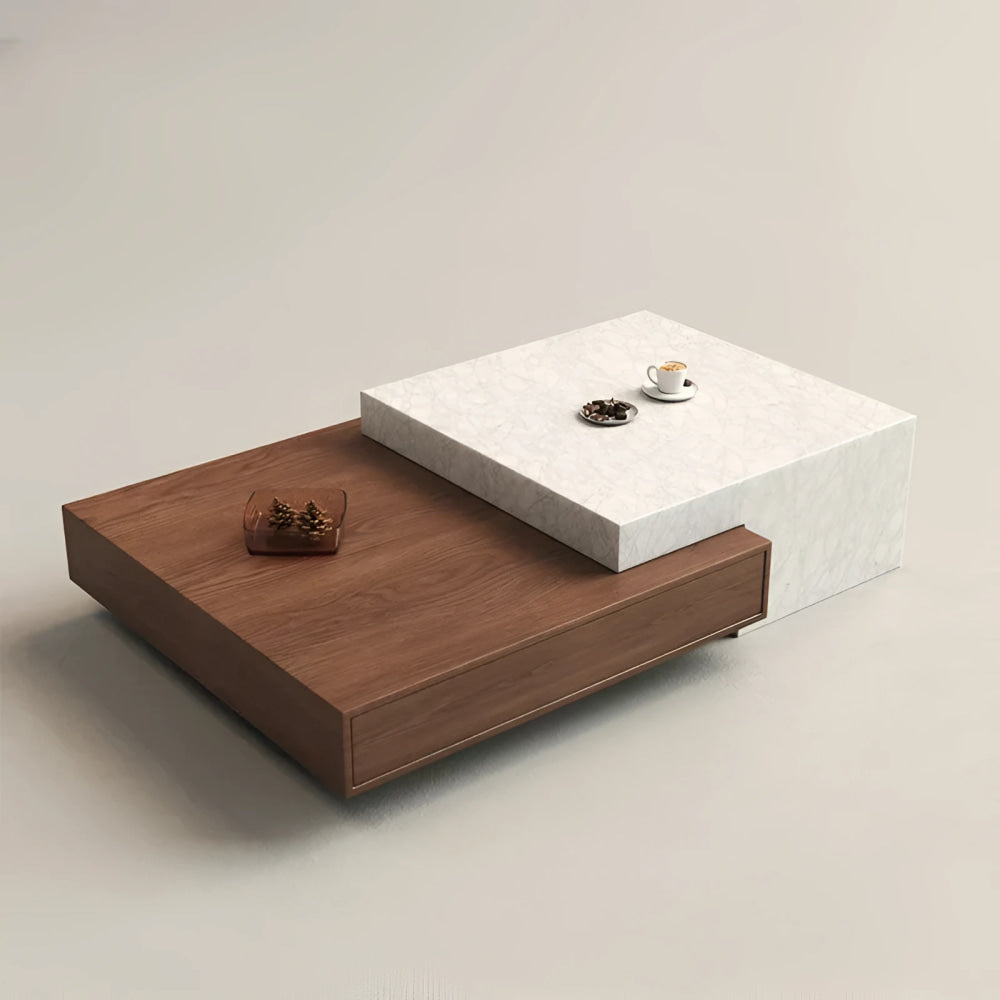 Japandi Coffee Table | Modern Minimalist Wood and Marble