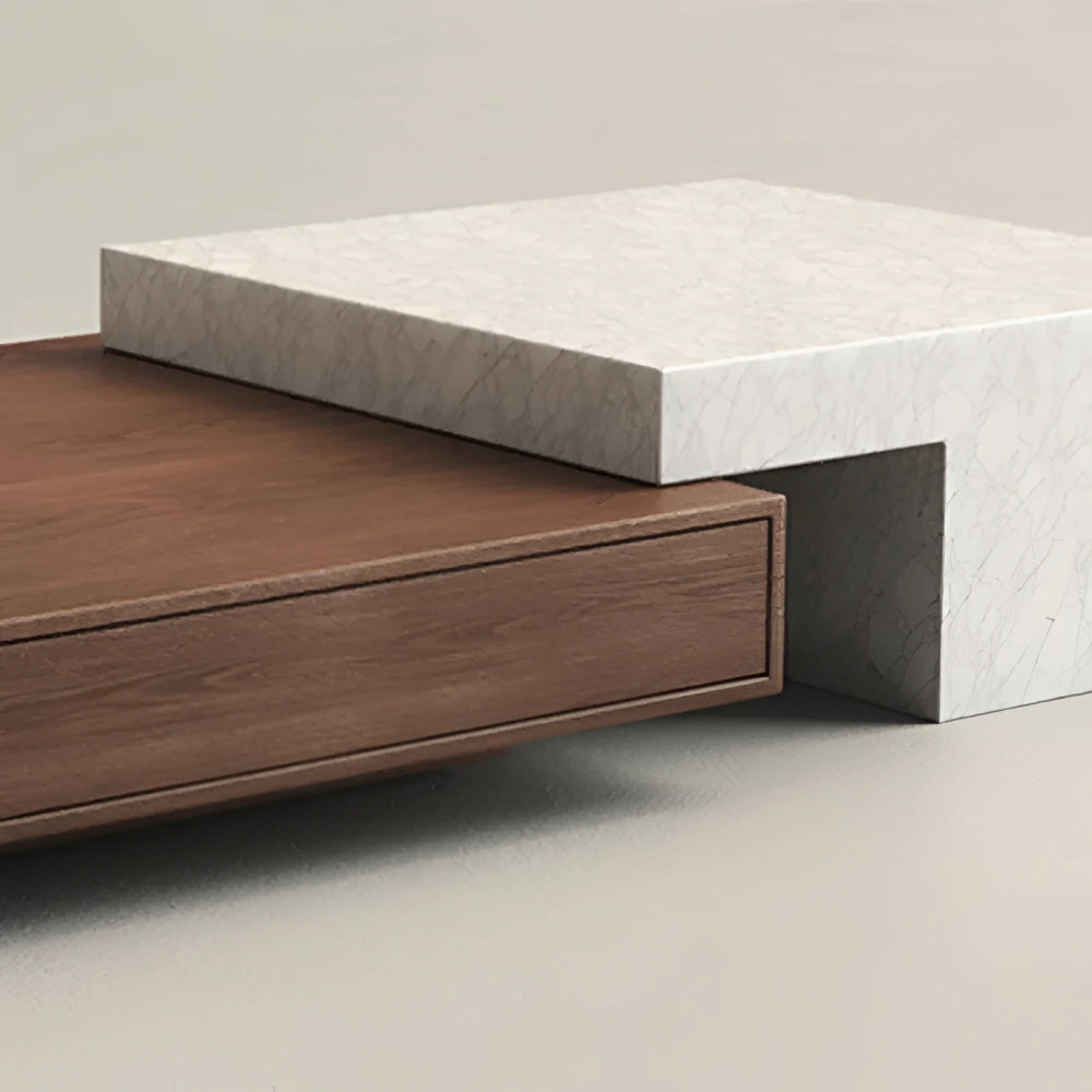 Japandi Coffee Table | Modern Minimalist Wood and Marble