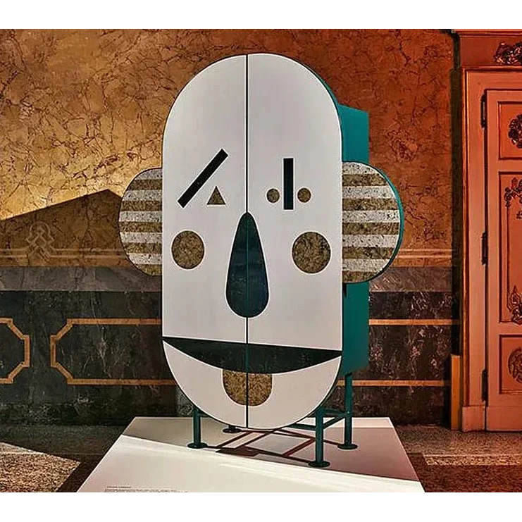 Modern Artistic Cabinet with Abstract Face Design | Eclectic Luxury Interiors