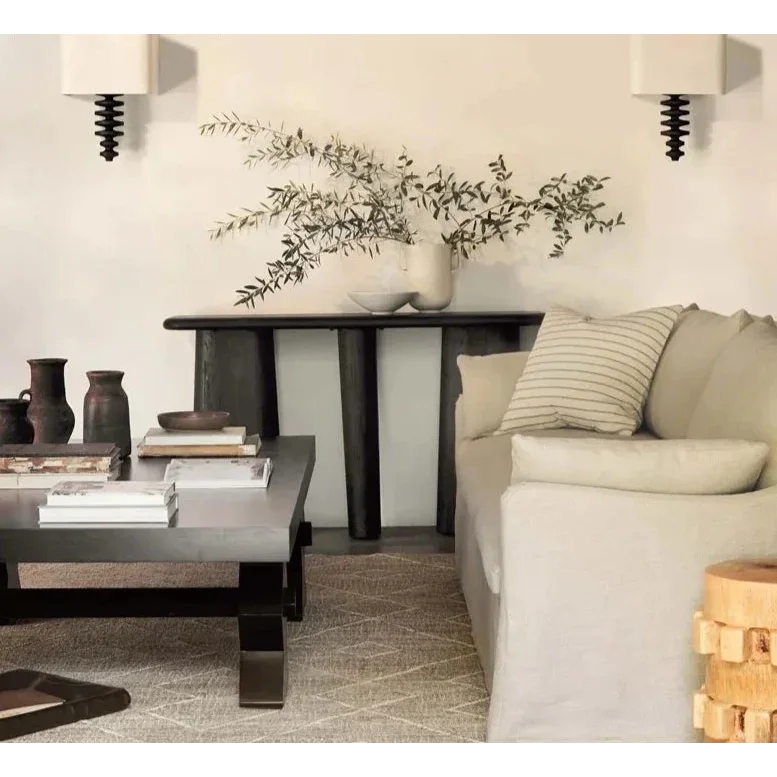 Solid Wood Console Table – Luxury Black Oak Entryway Statement | Japandi Interiors