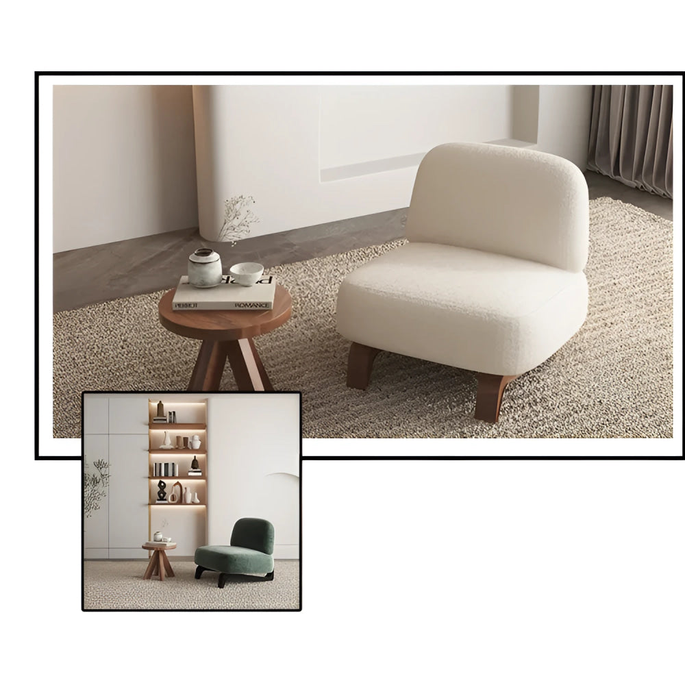Modern Bouclé Accent Chair with Wooden Base | Luxury Interiors