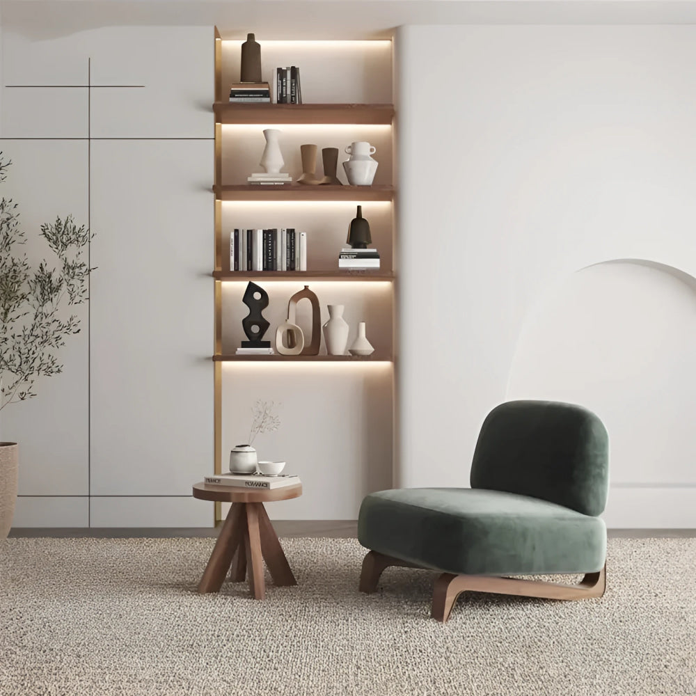 Modern Bouclé Accent Chair with Wooden Base | Luxury Interiors