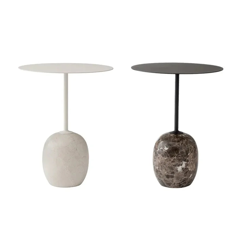 Modern Marble Side Table with Minimalist Black Top | Luxury Interiors