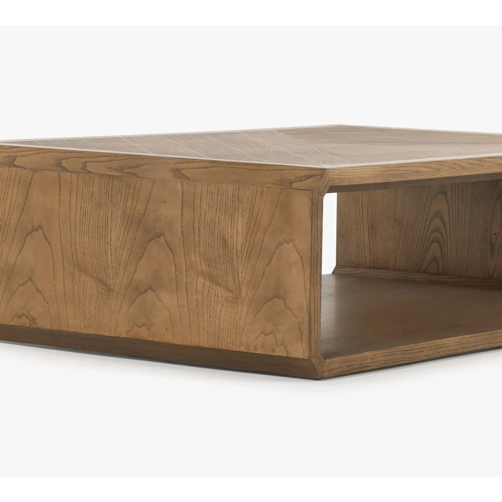 Modern Minimalist Wooden Coffee Table – Rectangular Design with Open shelf storage | Japandi Living Room