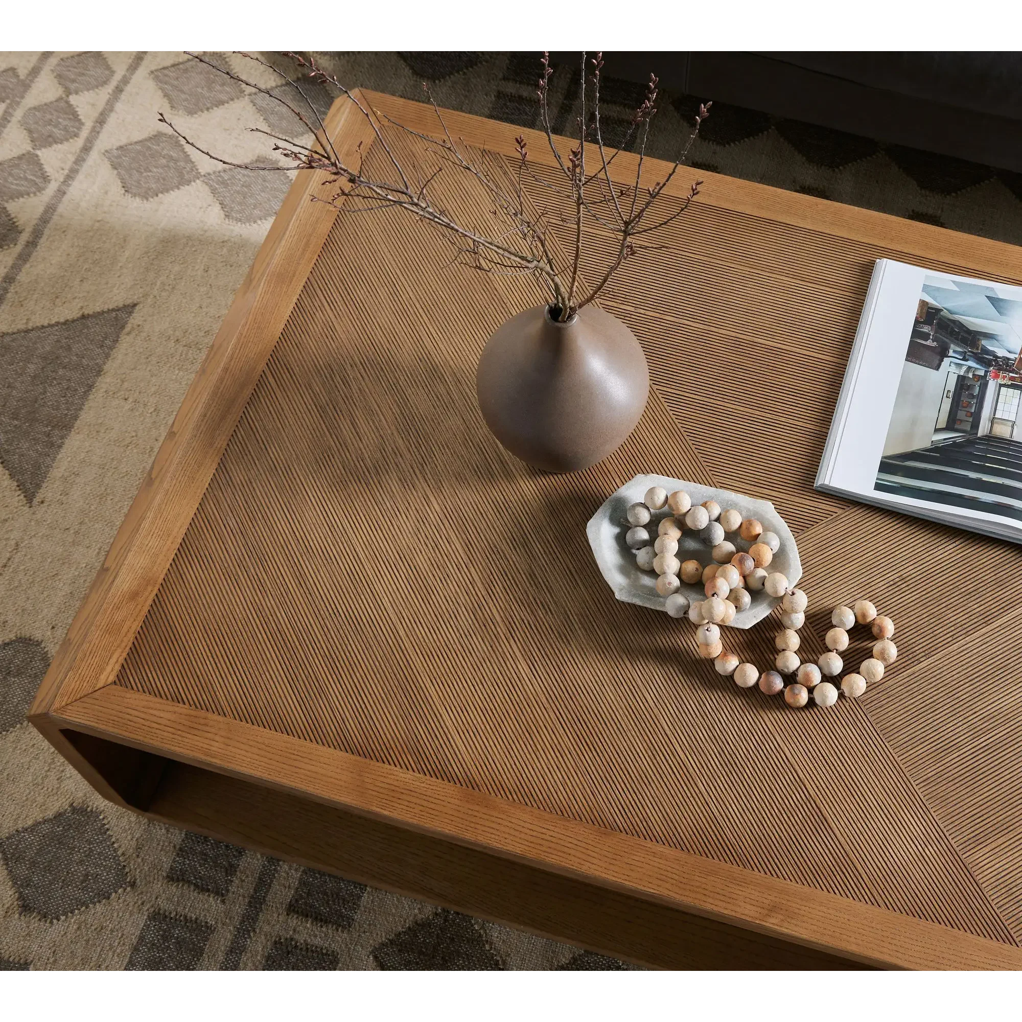 Modern Minimalist Wooden Coffee Table – Rectangular Design with Open shelf storage | Japandi Living Room