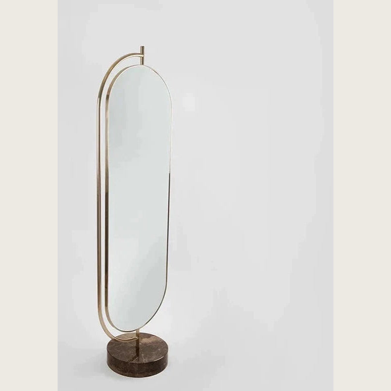 Modern Oval Floor Mirror with Marble Base | Luxury Interiors