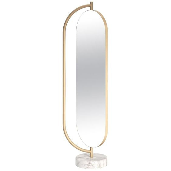 Modern Oval Floor Mirror with Marble Base | Luxury Interiors