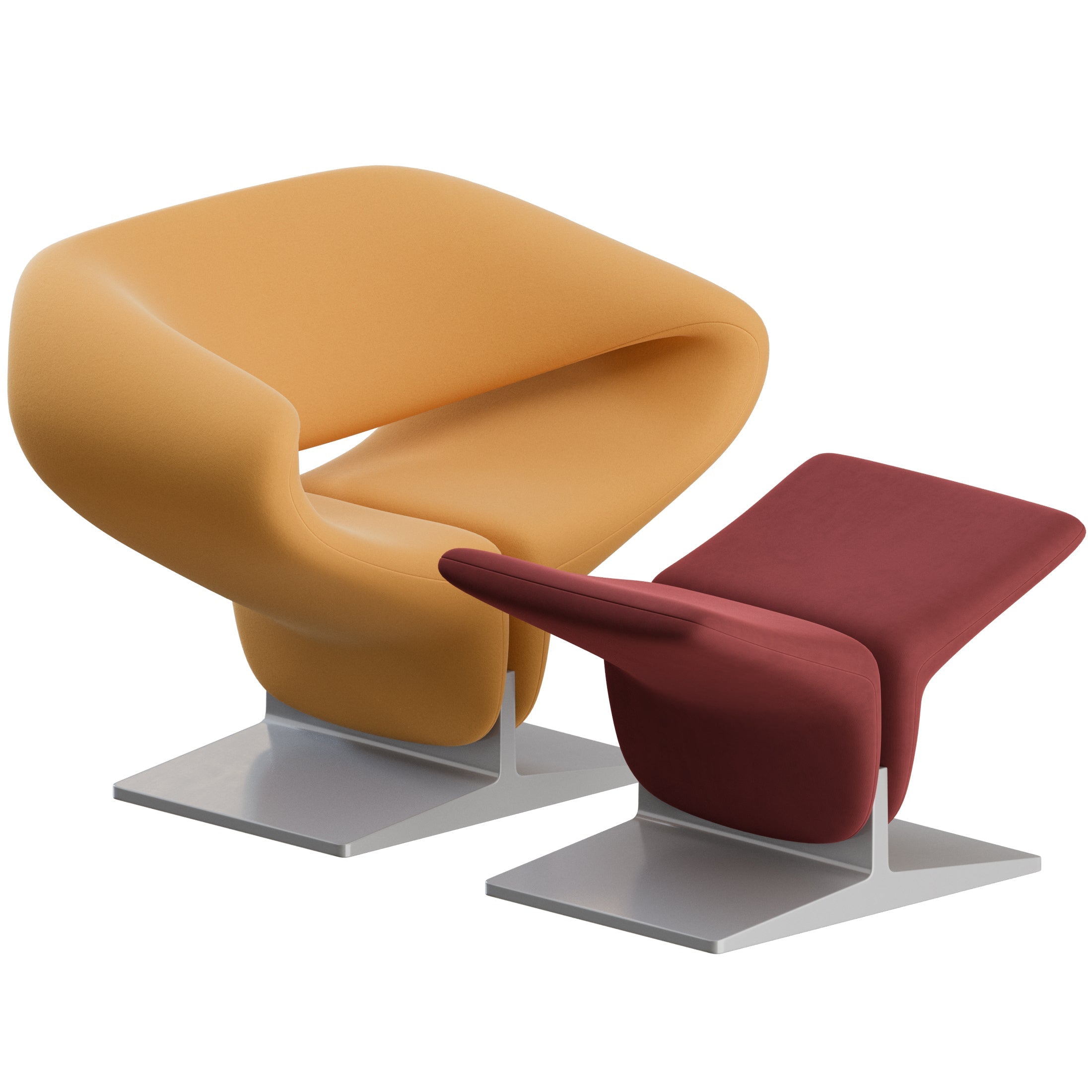 Modern Sculptural Accent Chair and Ottoman | Luxury Interiors