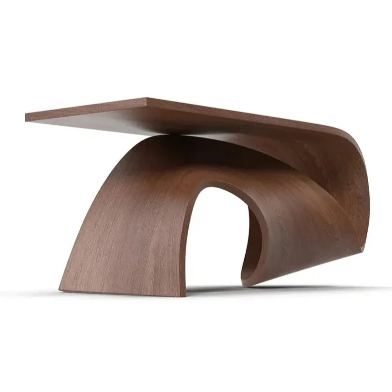 Modern Sculptural Coffee Table in Curved Wood Design | Luxury Office Dining