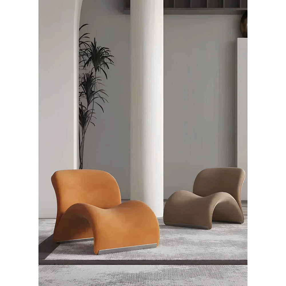 Modern Luxury Sculptural Lounge Chair in Leather or Wool