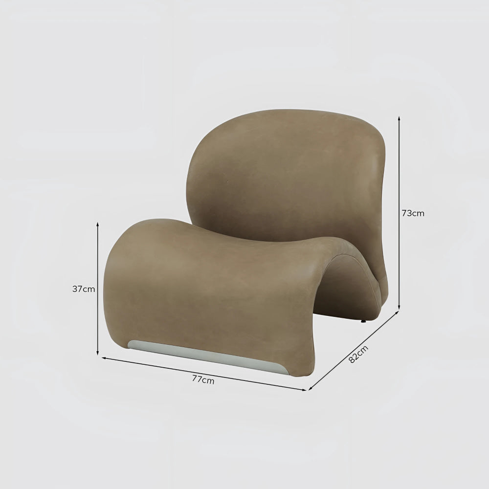 Modern Luxury Sculptural Lounge Chair in Leather or Wool