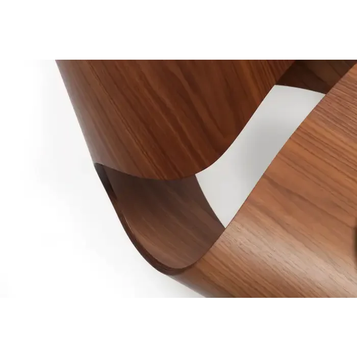 Modern Sculptural Lounge Chairs with Curved Wood Design Minimalist Accent in Black Walnut and Natural Finish