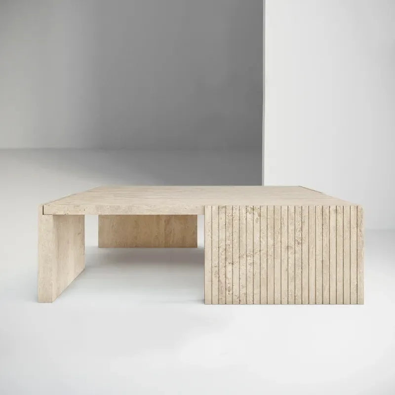 Modern Travertine Coffee Table – Minimalist Living Room Centerpiece