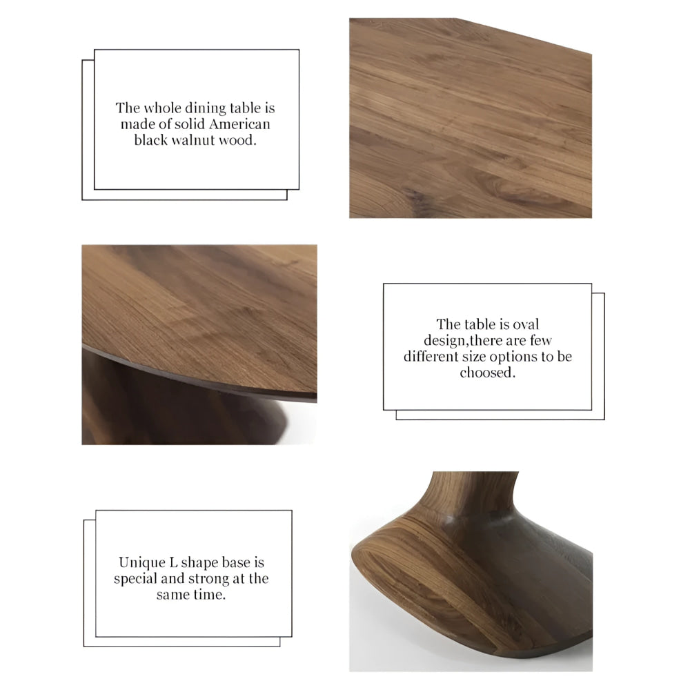 Solid Wood Modern Dining Table with Sculptural Pedestal Base – Rectangular Walnut Finish 8-10 Seater