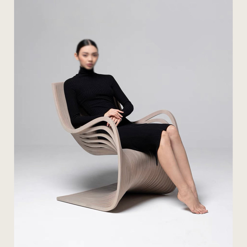 Modern Sculptural Wooden Lounge Chair | Japandi Interiors