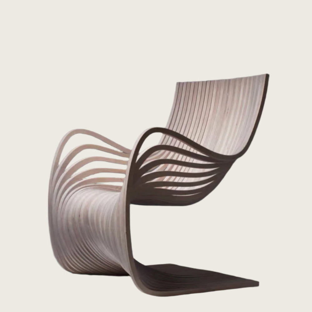 Modern Sculptural Wooden Lounge Chair | Japandi Interiors