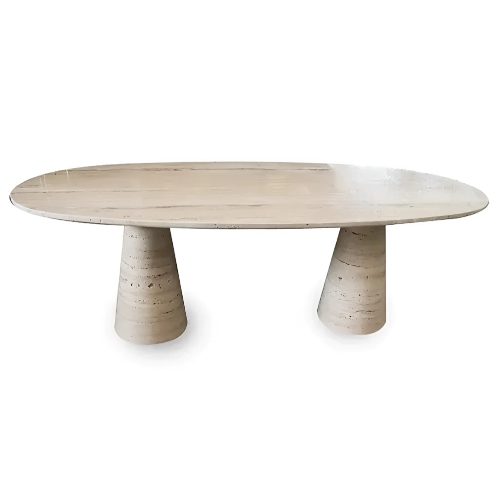 Luxury Oval Marble Dining Table – Hulmara Design with Dual Conical bases
