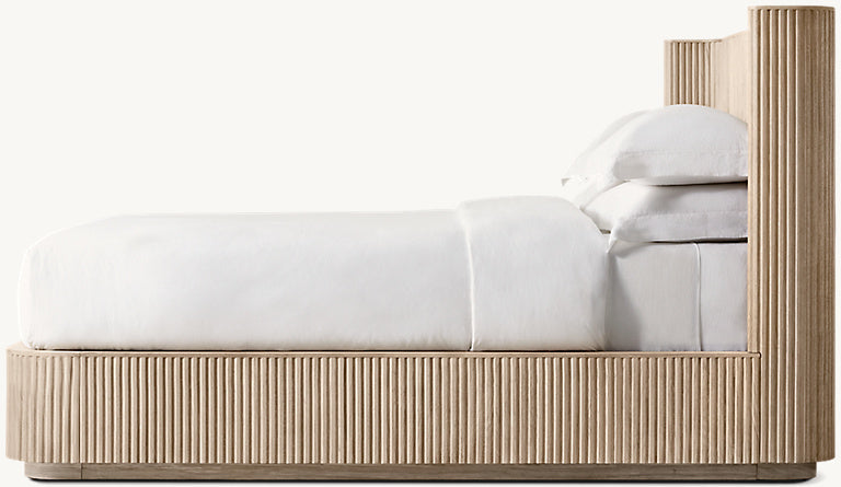 Fluted Oak Platform Bed | HLMPrhy58 - Beds