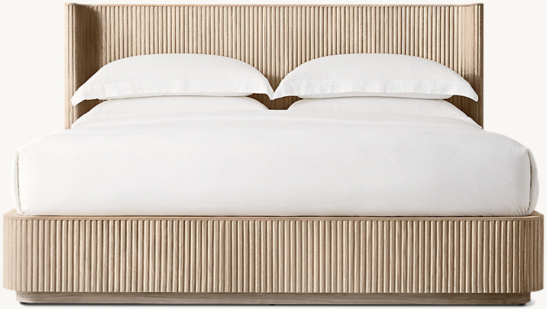 Fluted Oak Platform Bed | HLMPrhy58 - Beds