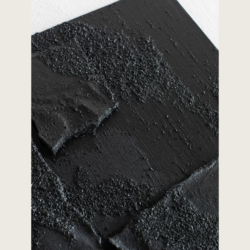 Obsidian Black Sandstone Modern Textured Wall Art 2-piece Abstract Canvas Panels for Living Room or Dining