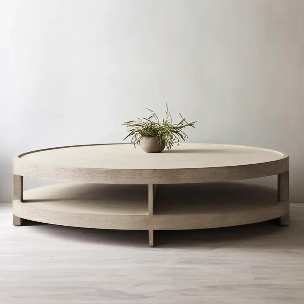 Orbit Round Coffee Table with Dual-tier Design – Modern Wooden Circular Accent For living rooms