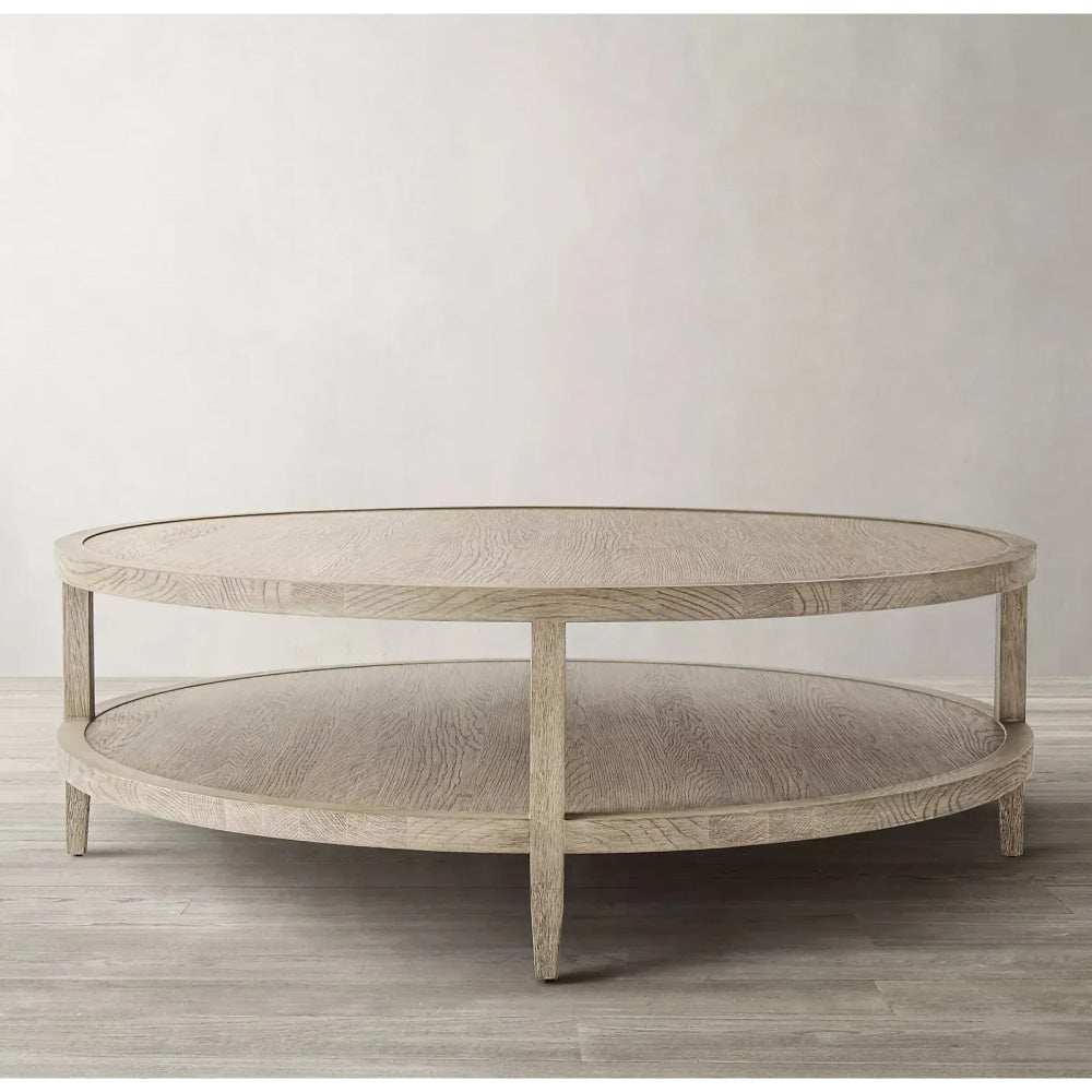 Orbit Round Coffee Table with Dual-tier Design – Modern Wooden Circular Accent For living rooms