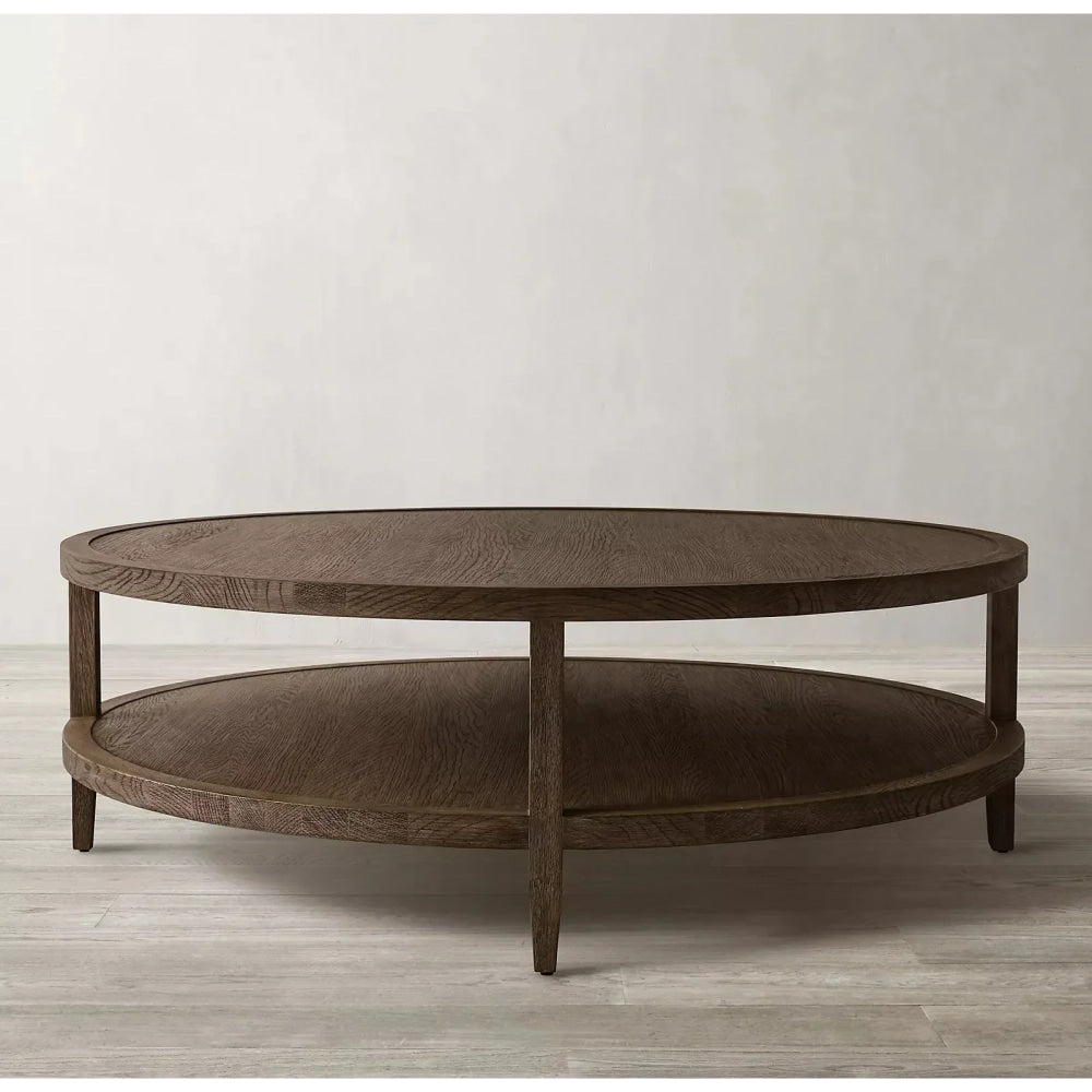 Orbit Round Coffee Table with Dual-tier Design – Modern Wooden Circular Accent For living rooms