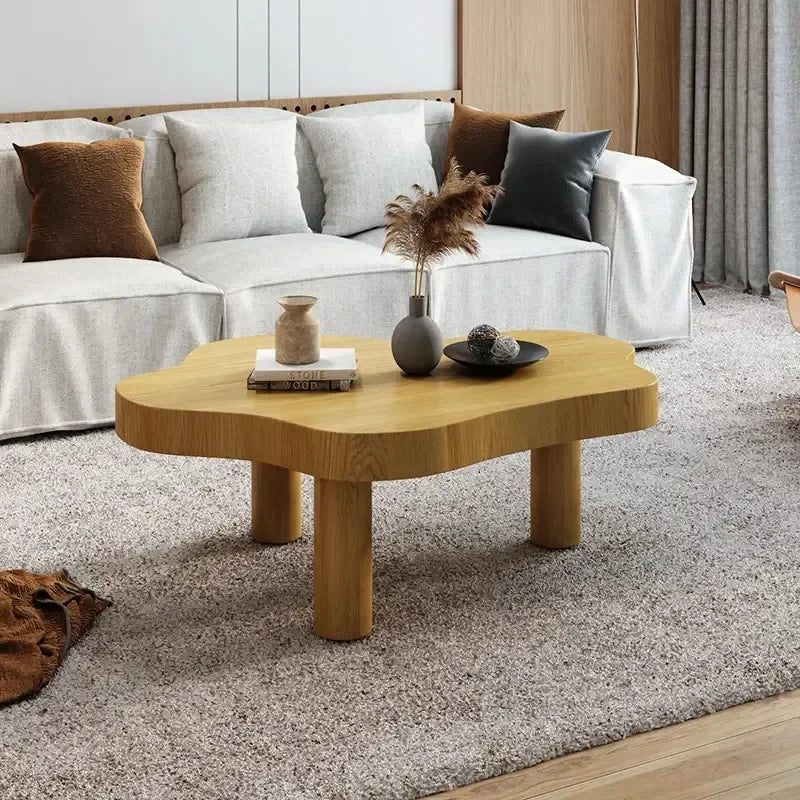 Organic Modern Coffee Table with Freeform Wooden Top | Luxury Interior Design
