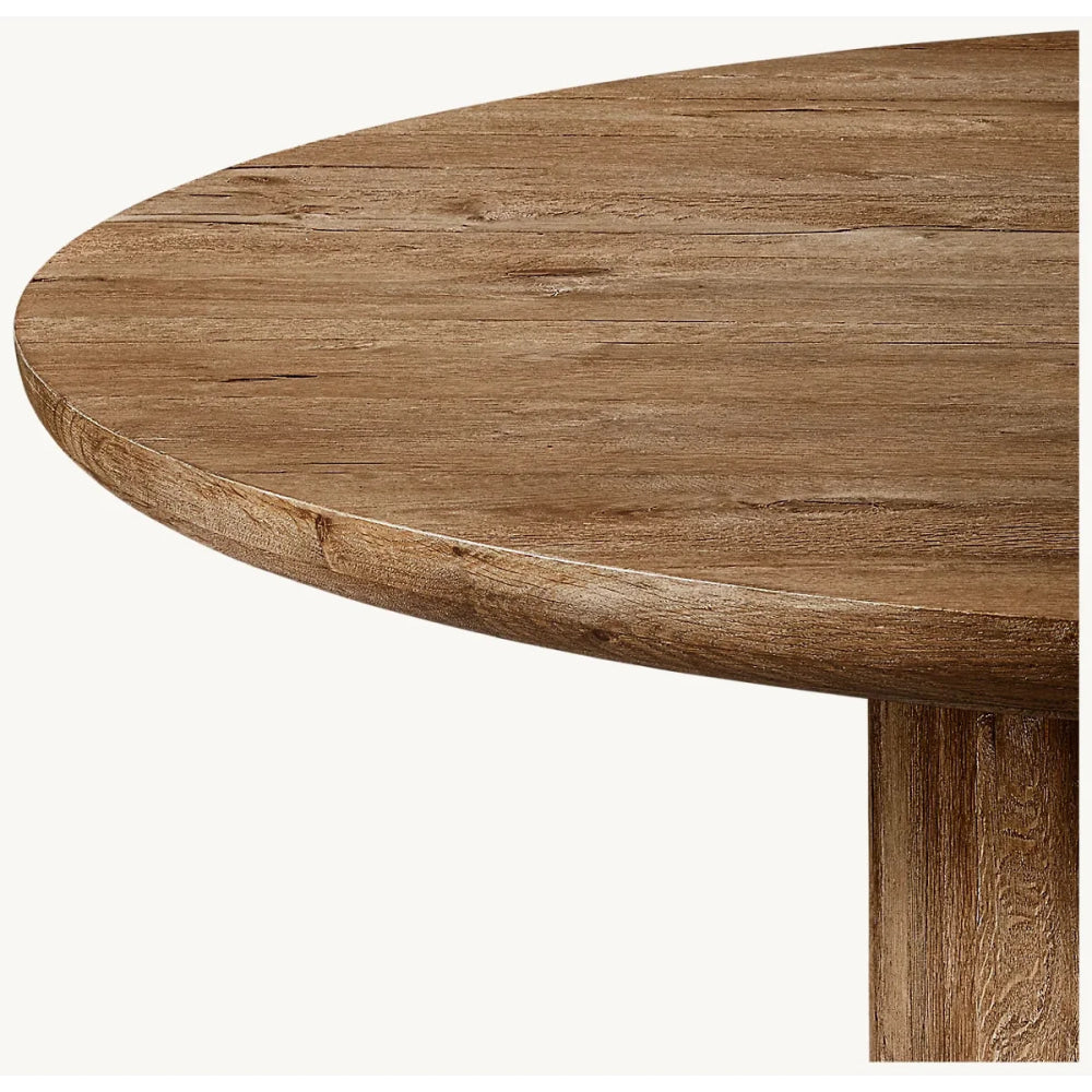 Modern Round Solid Wood Dining Table – Minimalist Walnut Design With pedestal base