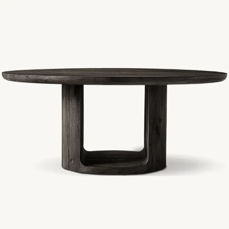 Modern Round Solid Wood Dining Table – Minimalist Walnut Design With pedestal base