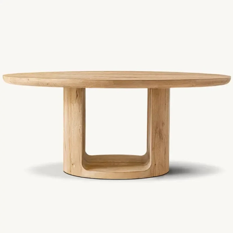 Modern Round Solid Wood Dining Table – Minimalist Walnut Design With pedestal base