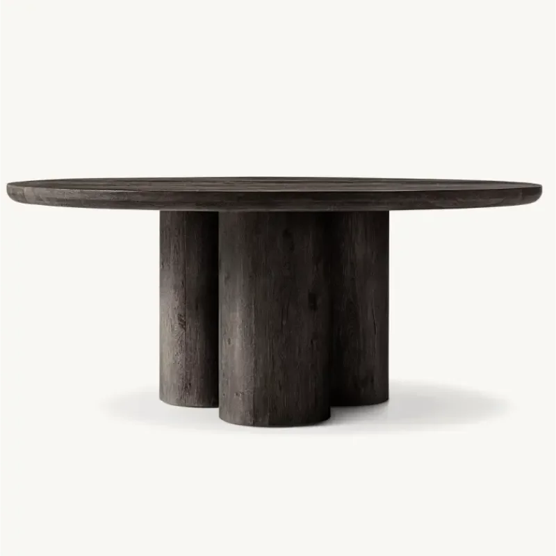 Cylinder Round Dining Table for Modern Luxury Room | Japandi Decor