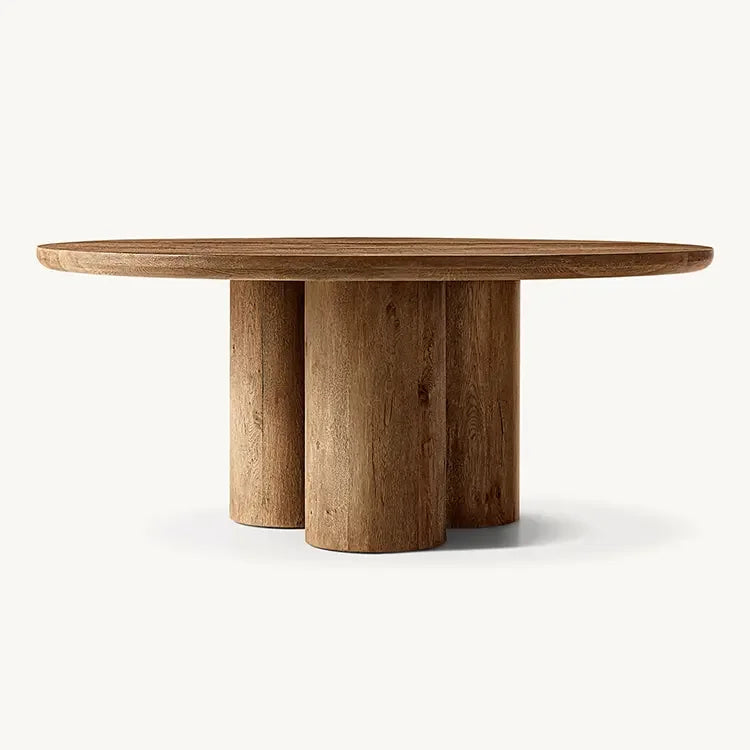 Cylinder Round Dining Table for Modern Luxury Room | Japandi Decor