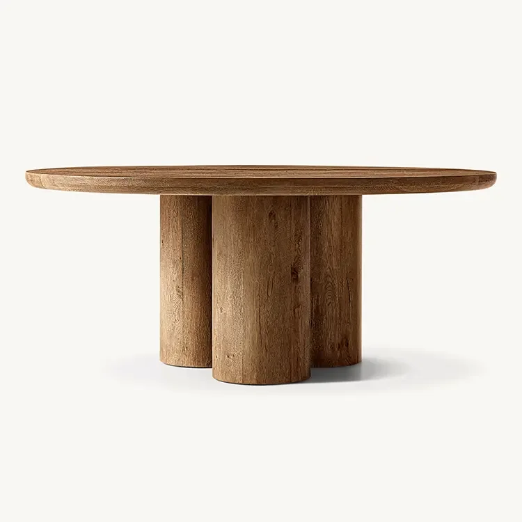 Cylinder Round Dining Table for Modern Luxury Room | Japandi Decor