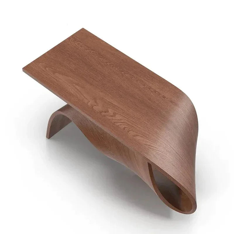 Modern Sculptural Coffee Table in Curved Wood Design | Luxury Office Dining