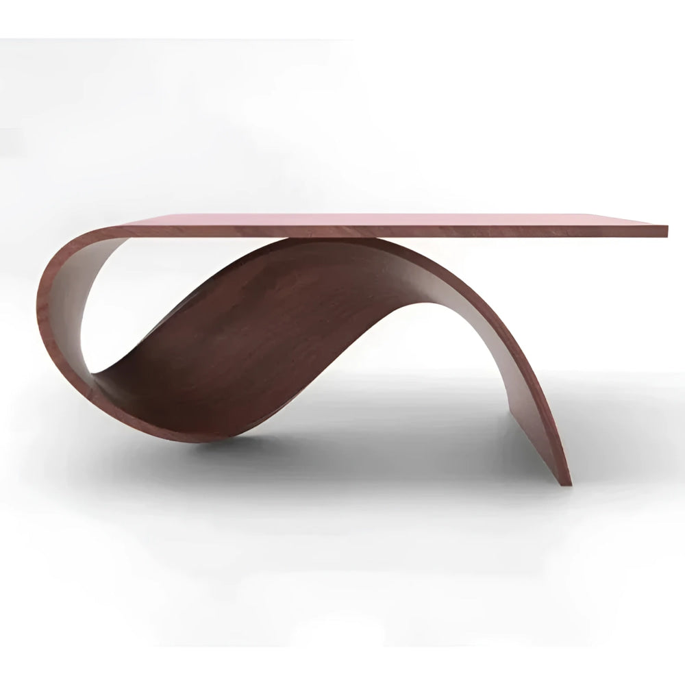 Modern Sculptural Coffee Table in Curved Wood Design | Luxury Office Dining