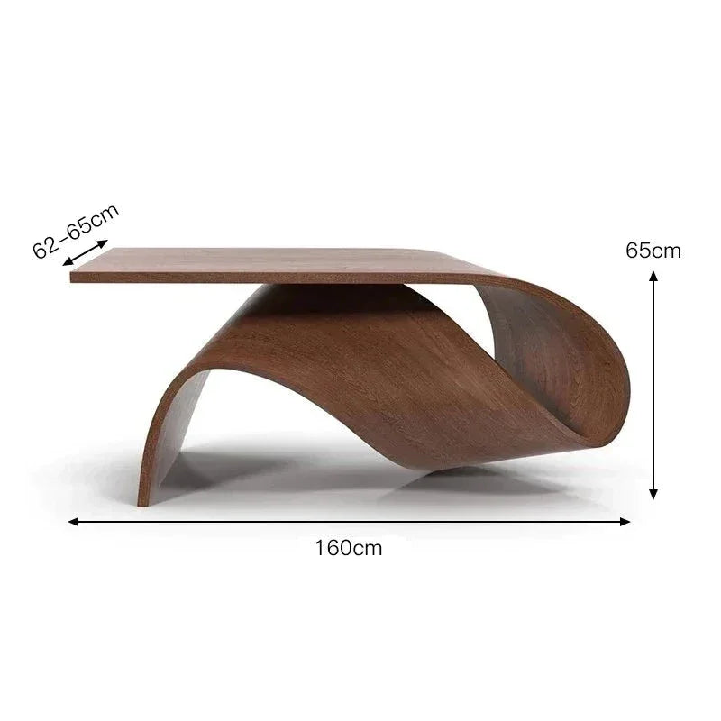 Modern Sculptural Coffee Table in Curved Wood Design | Luxury Office Dining