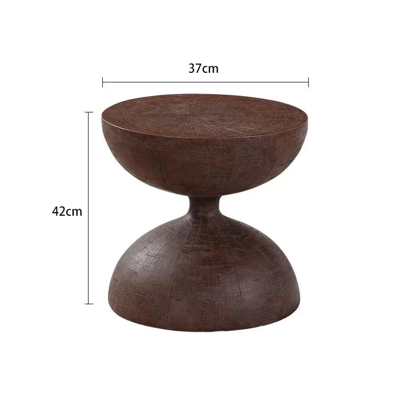 Sculptural Hourglass Accent Table with Dark Wood Finish