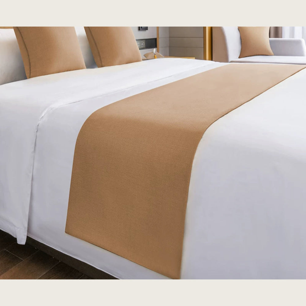 Luxury Hotel-style Bed Runner Set – Navy Blue Linen with Matching Pillow Covers