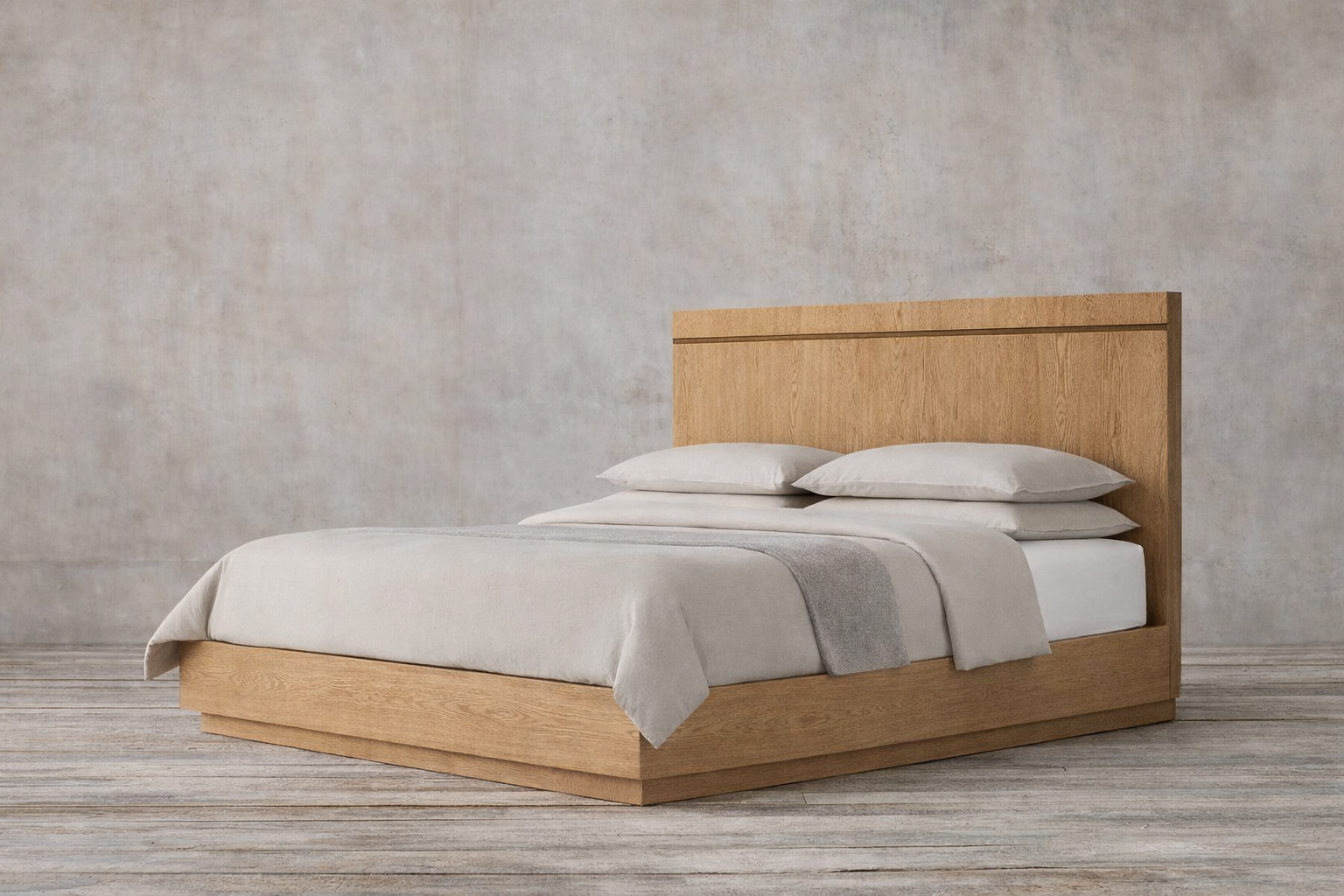 The Skarn Platform Wood Bed | Solid Natural Oak