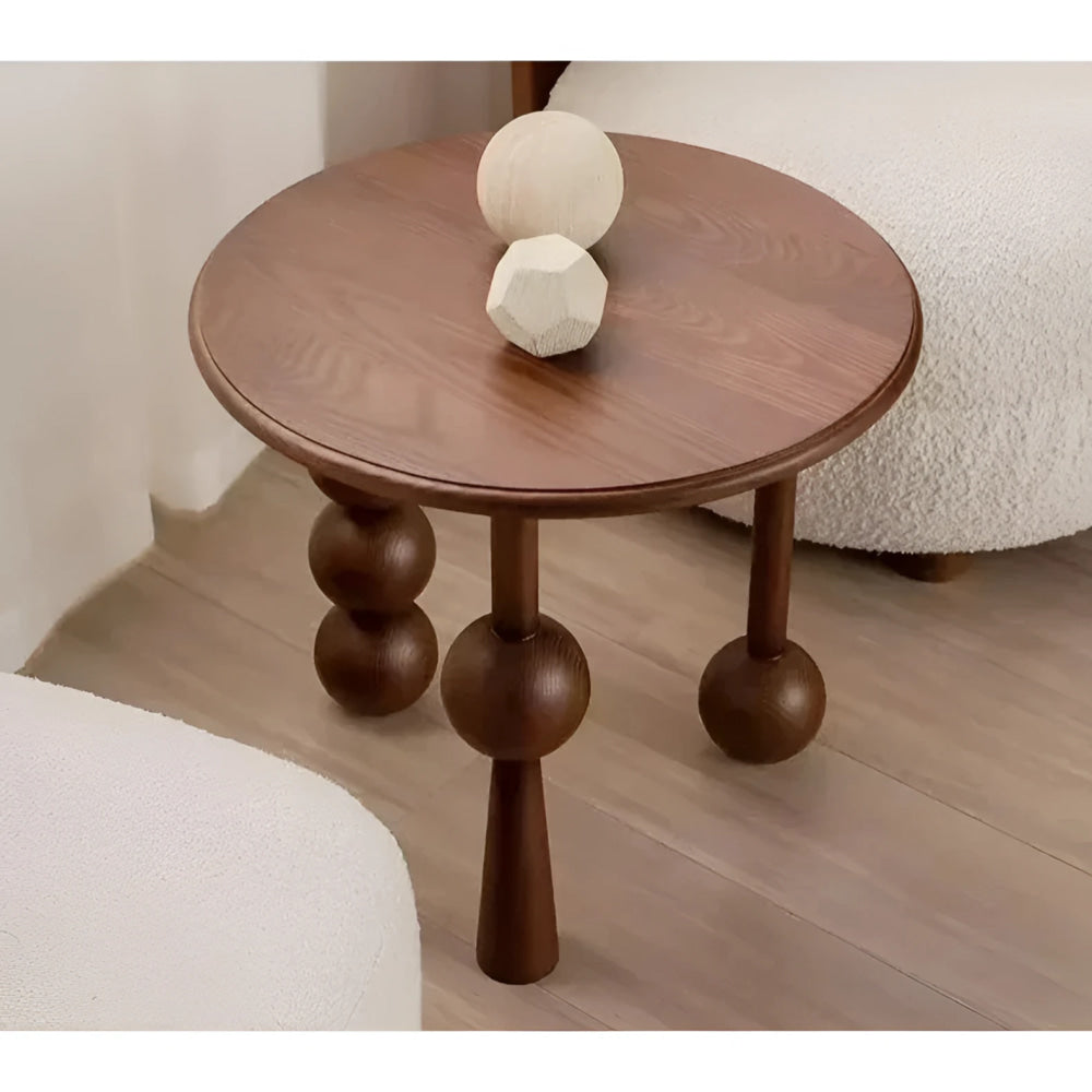 Modern Round Side Table with Unique Ball Legs – Black and Brown Options | Luxury Interiors
