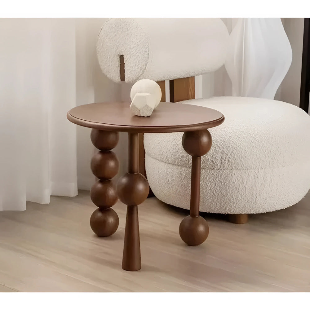 Modern Round Side Table with Unique Ball Legs – Black and Brown Options | Luxury Interiors