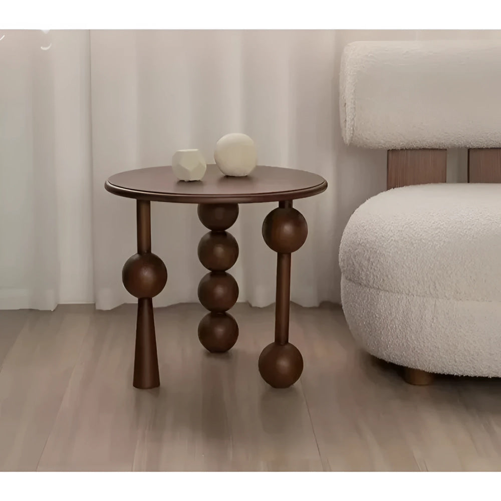 Modern Round Side Table with Unique Ball Legs – Black and Brown Options | Luxury Interiors