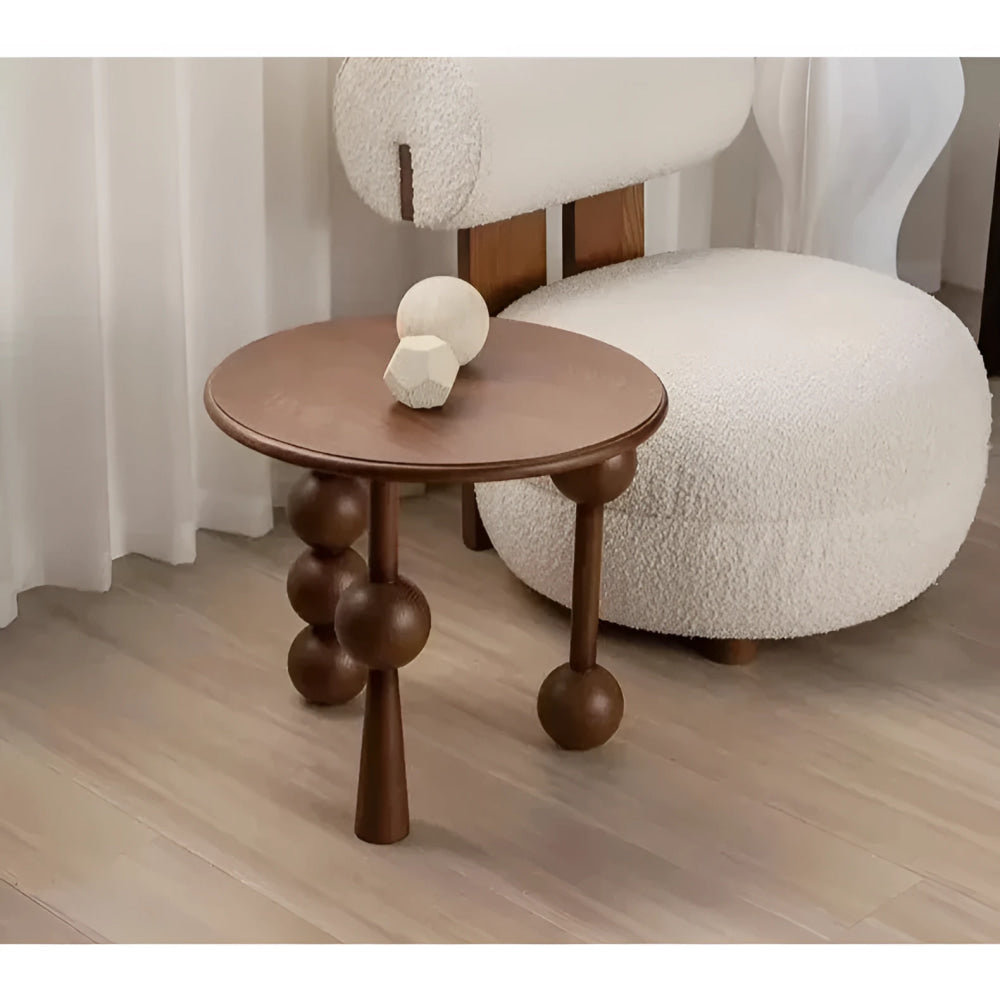 Modern Round Side Table with Unique Ball Legs – Black and Brown Options | Luxury Interiors