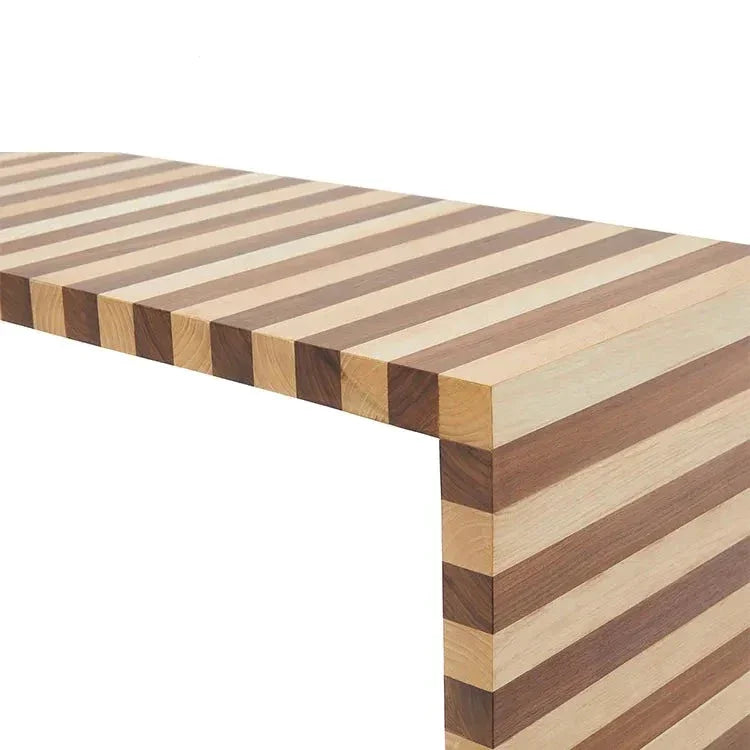 Mid-century Modern Solid Wood Console Table – Striped Minimalist Design for Entryway or living room